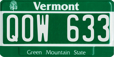 VT license plate QOW633