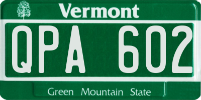 VT license plate QPA602