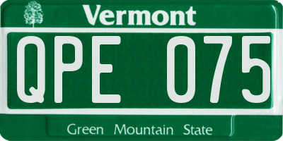 VT license plate QPE075