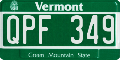 VT license plate QPF349