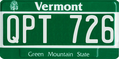 VT license plate QPT726