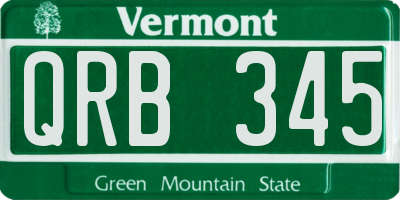 VT license plate QRB345