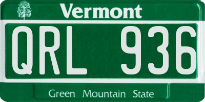 VT license plate QRL936