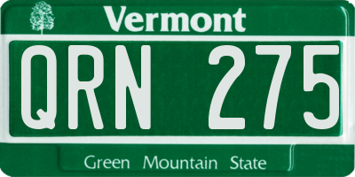 VT license plate QRN275
