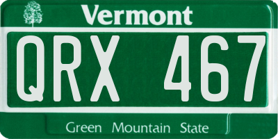 VT license plate QRX467