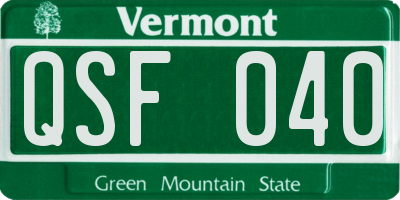 VT license plate QSF040