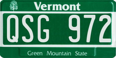 VT license plate QSG972