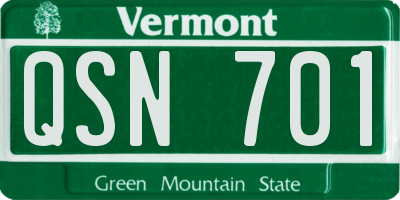 VT license plate QSN701
