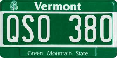 VT license plate QSO380