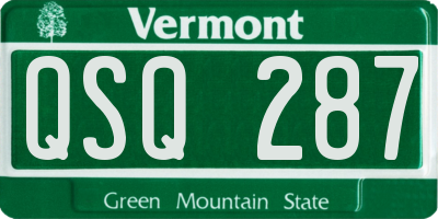 VT license plate QSQ287