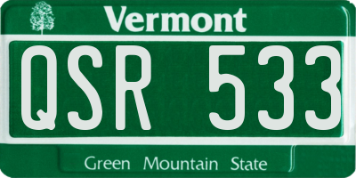 VT license plate QSR533