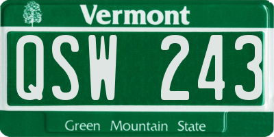VT license plate QSW243