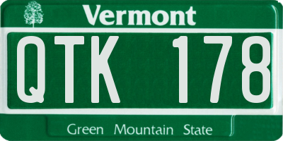 VT license plate QTK178