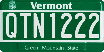 VT license plate QTN1222