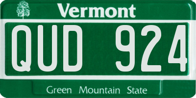 VT license plate QUD924