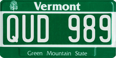 VT license plate QUD989