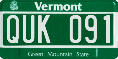 VT license plate QUK091