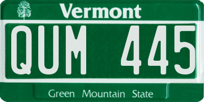 VT license plate QUM445