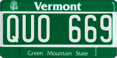 VT license plate QUO669