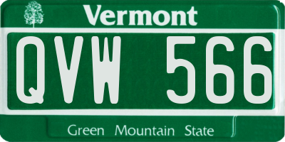 VT license plate QVW566