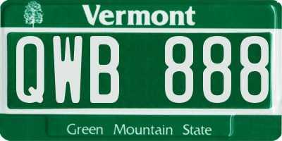 VT license plate QWB888