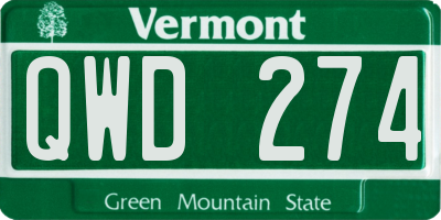 VT license plate QWD274