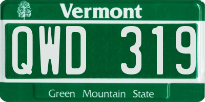 VT license plate QWD319