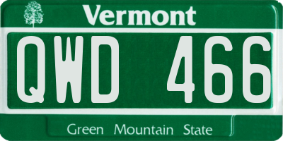 VT license plate QWD466