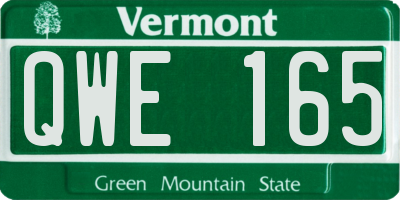 VT license plate QWE165