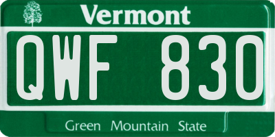 VT license plate QWF830