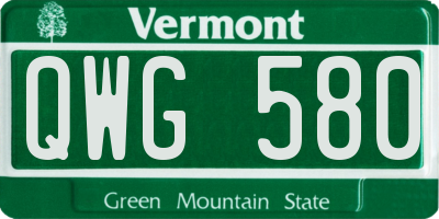 VT license plate QWG580