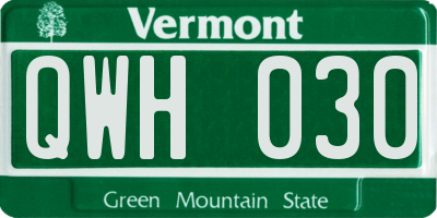 VT license plate QWH030
