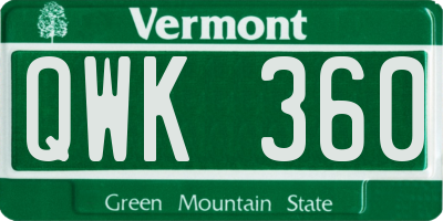 VT license plate QWK360