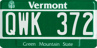 VT license plate QWK372