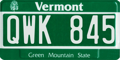 VT license plate QWK845