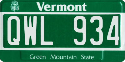 VT license plate QWL934