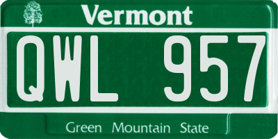 VT license plate QWL957