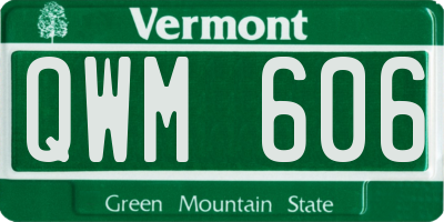 VT license plate QWM606