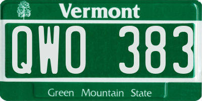 VT license plate QWO383