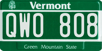 VT license plate QWO808