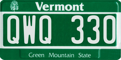 VT license plate QWQ330