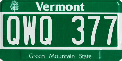 VT license plate QWQ377