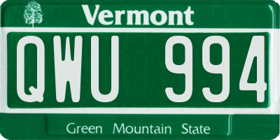 VT license plate QWU994