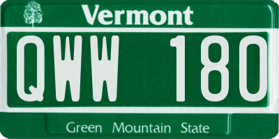 VT license plate QWW180