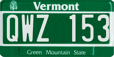 VT license plate QWZ153