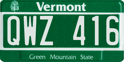 VT license plate QWZ416