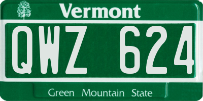 VT license plate QWZ624