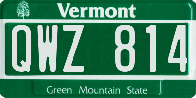 VT license plate QWZ814