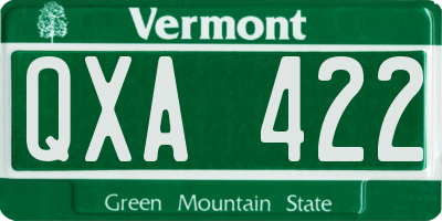 VT license plate QXA422