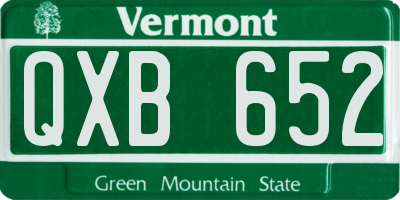 VT license plate QXB652